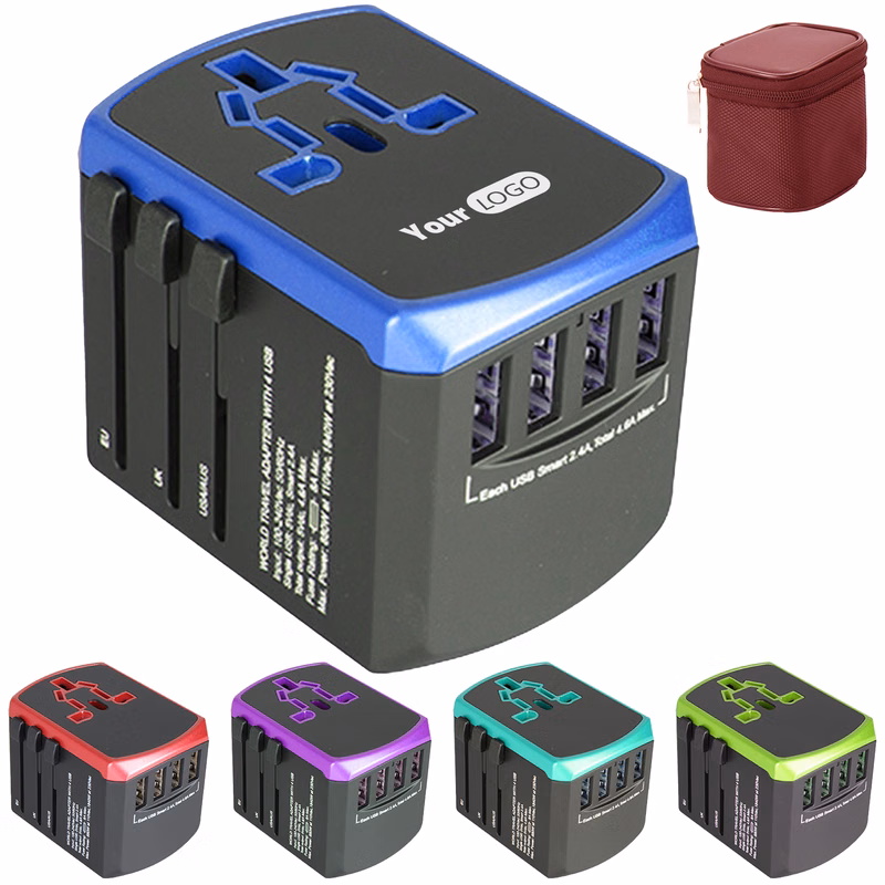 Plastic All-In-One Travel Adapter Plug With Usb