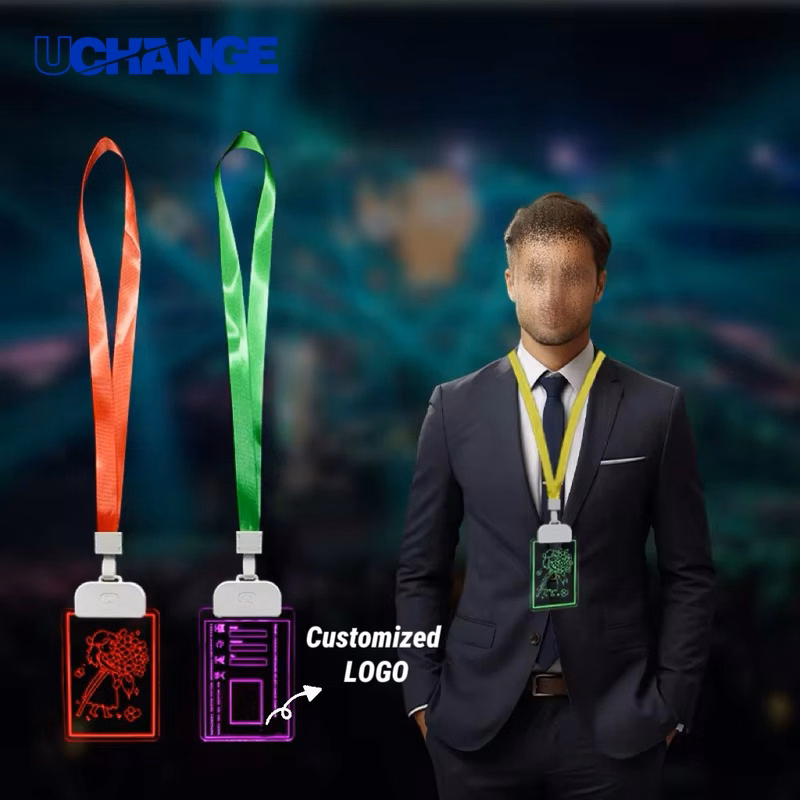Rechargeable LED Name Tag with Lanyard