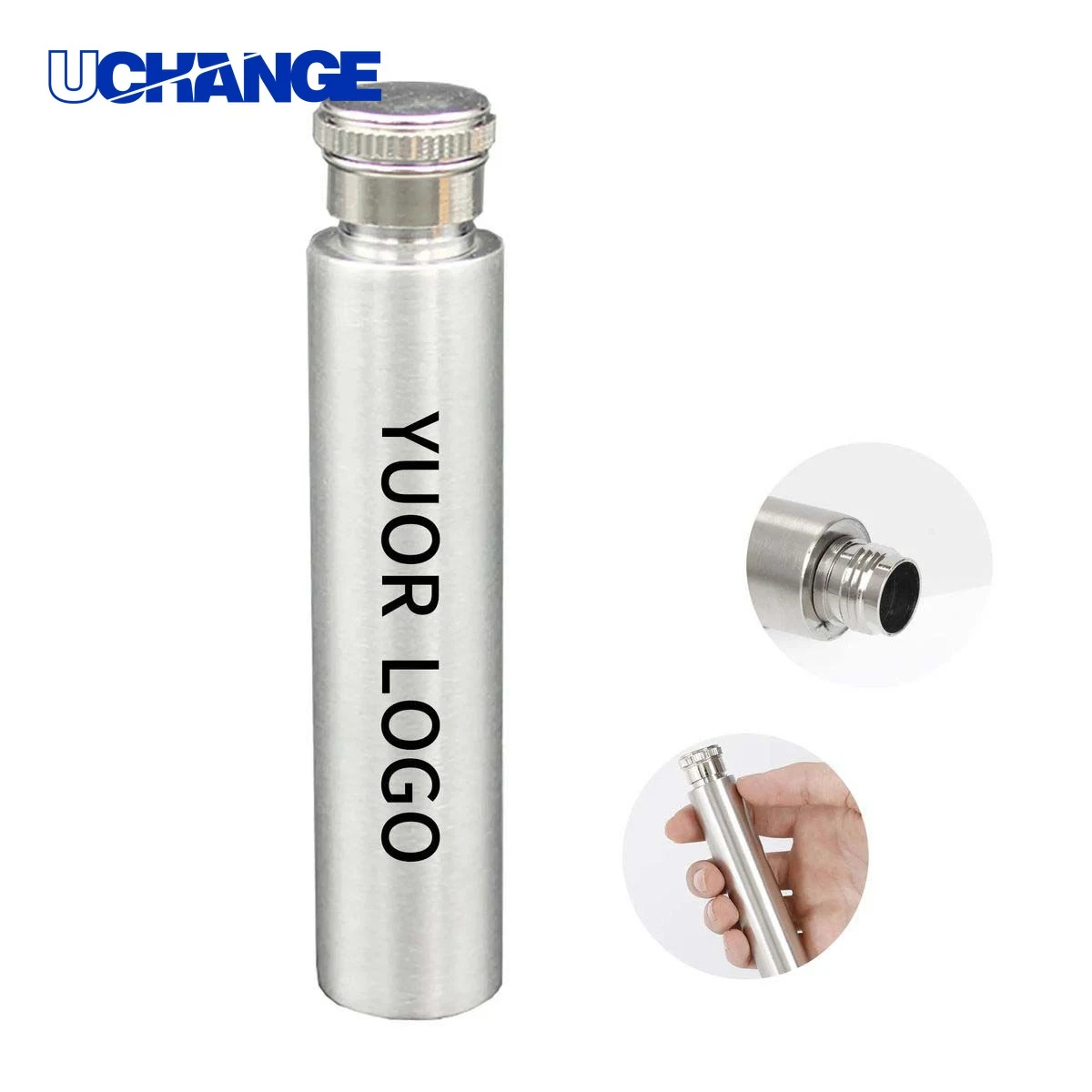 Stainless Steel Flask Cigar Shape Mini Bottle, custom water bottle with logo imprint 1