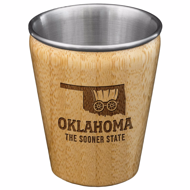 Oklahoma State Bamboo and Stainless Steel Shot Glass