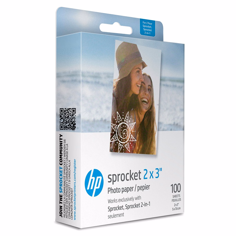 HP Sprocket 2x3" Premium Zink Sticky Back Photo Paper (100 Sheets) Compatible with HP Sprocket Ph...