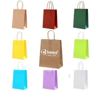 Plain Brown Small Gift Paper Bags With Handles 1