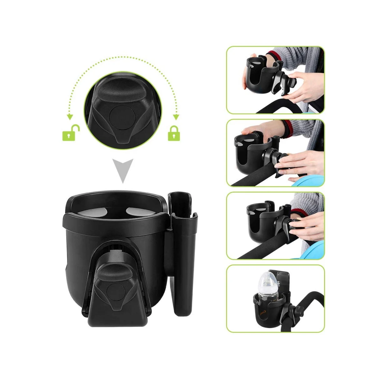 Stroller Cup Holder with Phone Holder 1