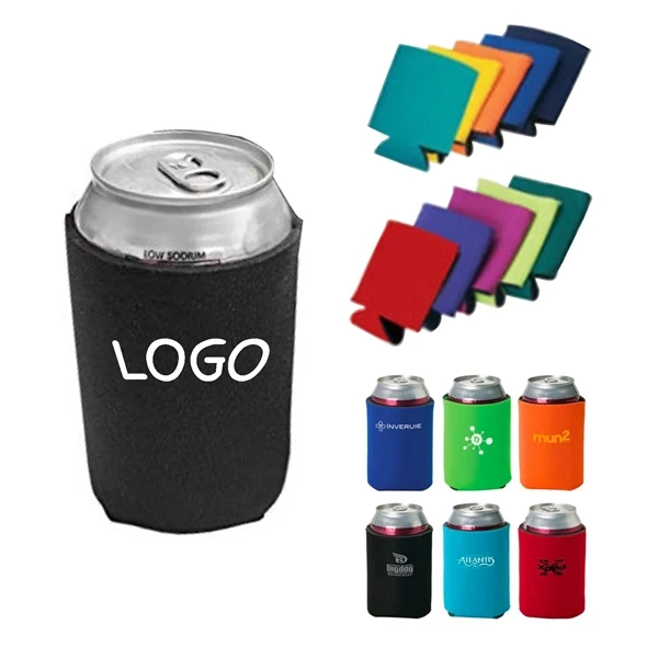 Custom Collapsible Neoprene 12oz Can Cooler Koozie — Outdoor Beverage Giveaway, custom koozie with logo imprint 1