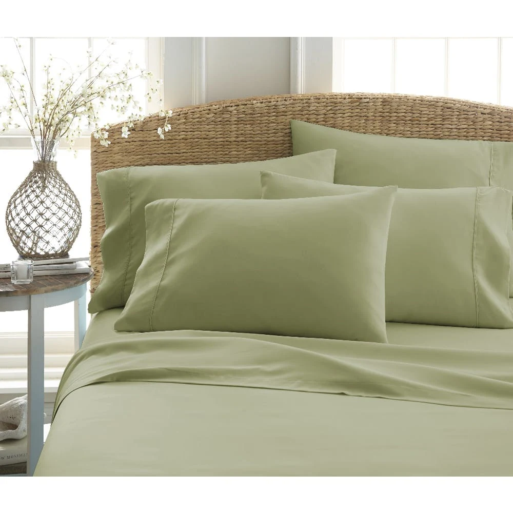 Microfiber Bed Sheet Sets - Sage Cali King 6 Piece Double-Brushed 1