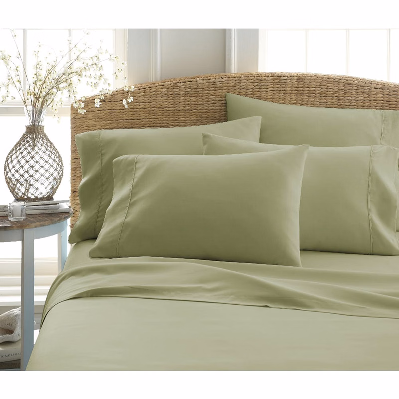 Microfiber Bed Sheet Sets - Sage Cali King 6 Piece Double-Brushed
