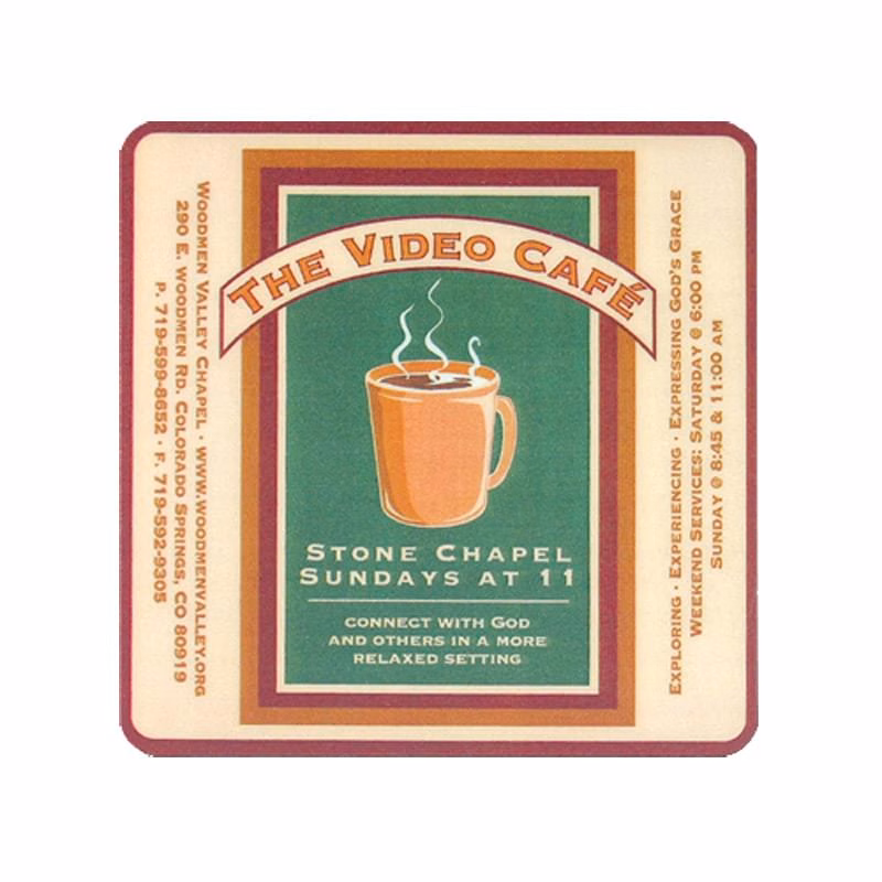 4" Square Hard Surface Rubber Lined Coasters with 1/8" Base