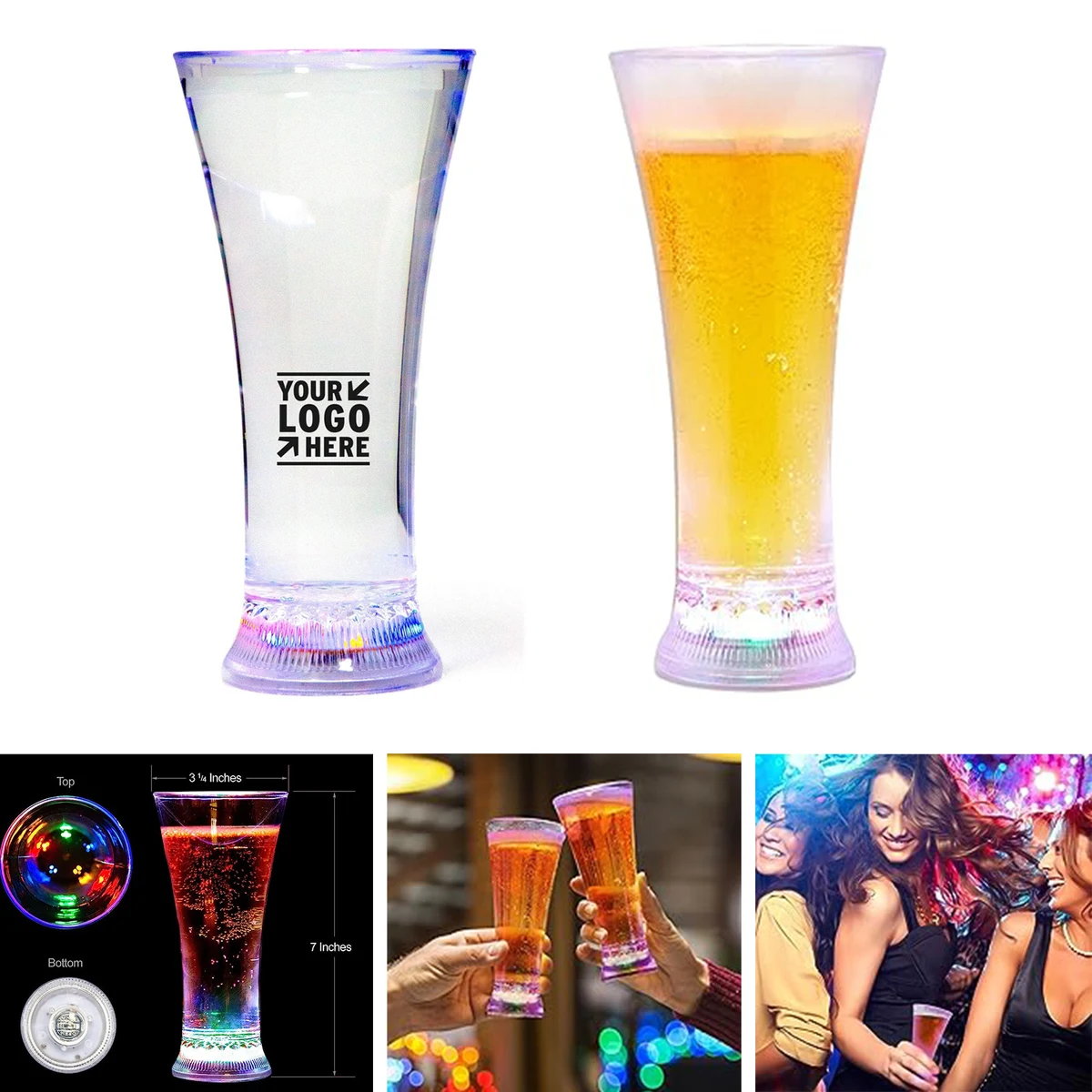 13 oz Liquid Activated Multicolor LED Pilsner Fun Light Up Beer Glass 1