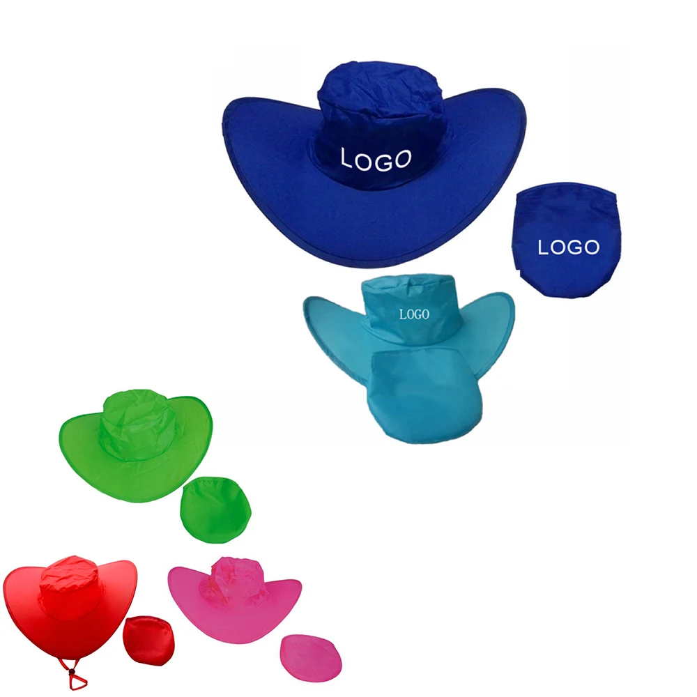 Foldable Polyester Cap /Printed Cowboy Hat With Pouch 1