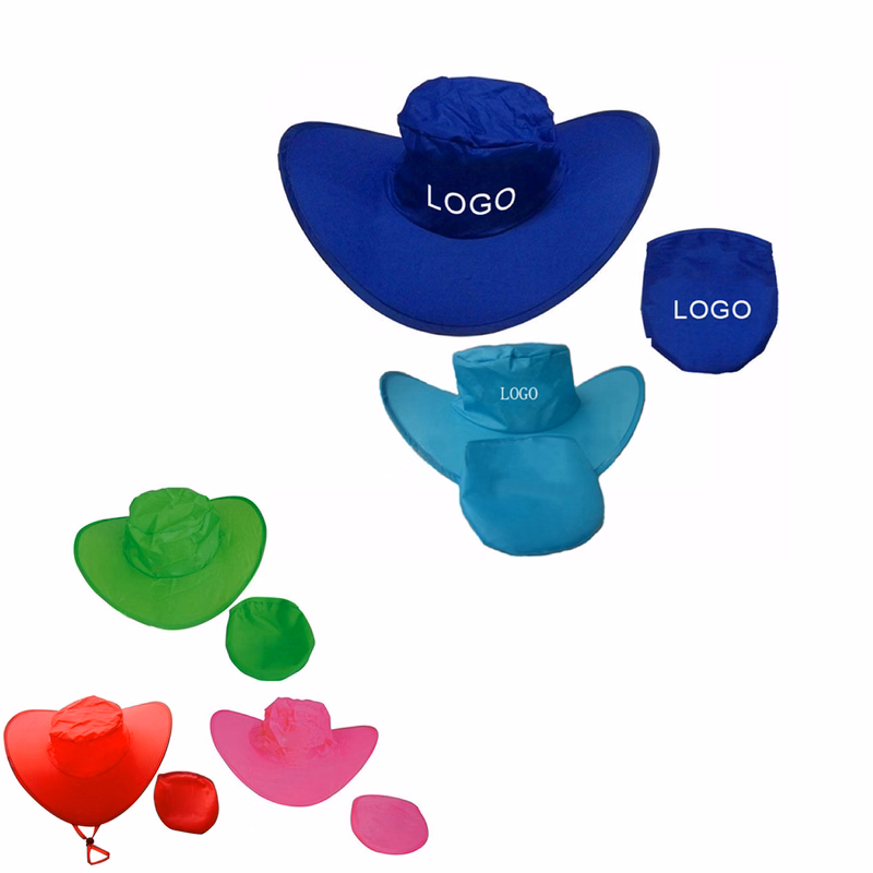 Foldable Polyester Cap /Printed Cowboy Hat With Pouch
