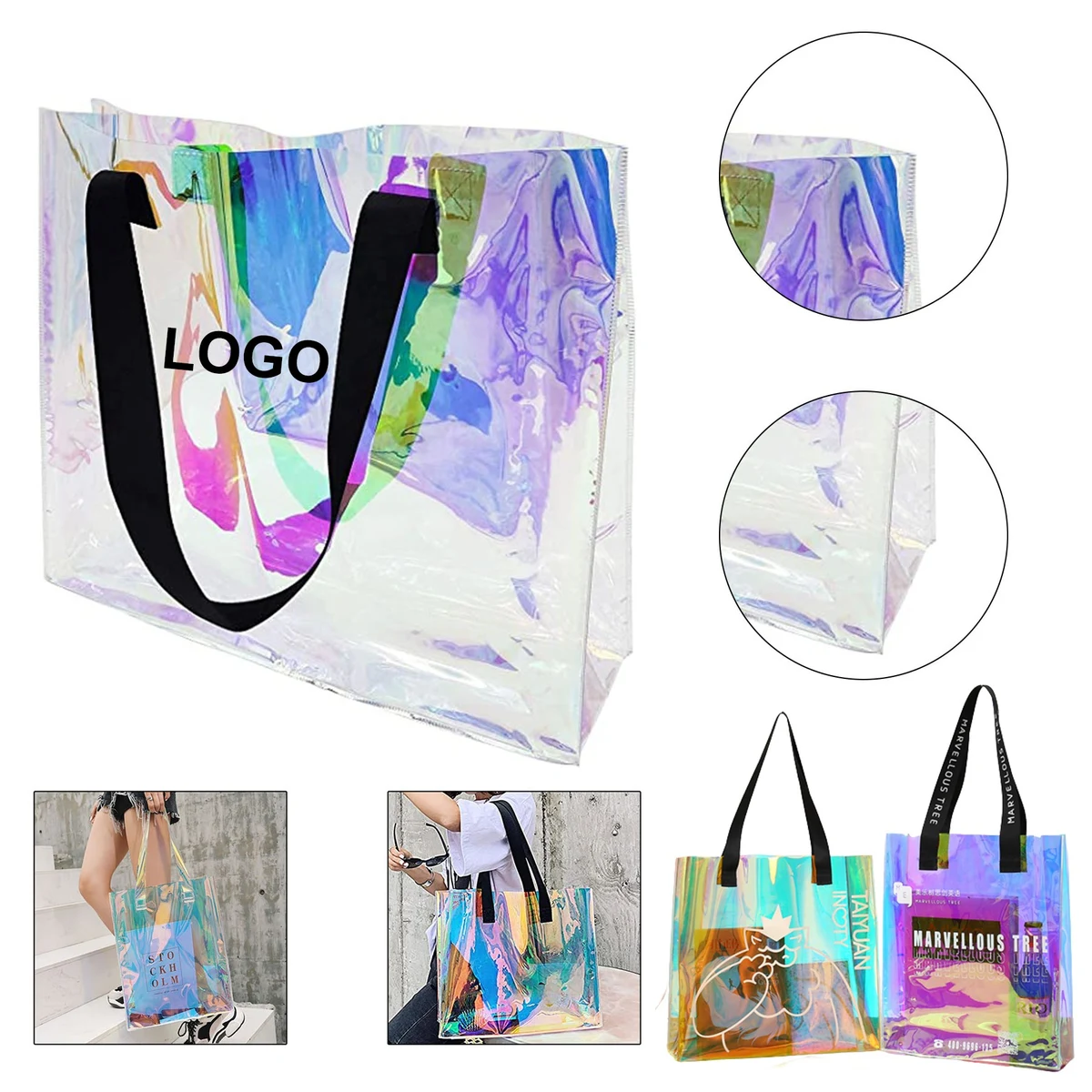Holographic Clear Iridescent Handbag Tote Bag 1