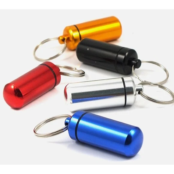 Watertight Aluminum Pill Case with Keyring 1