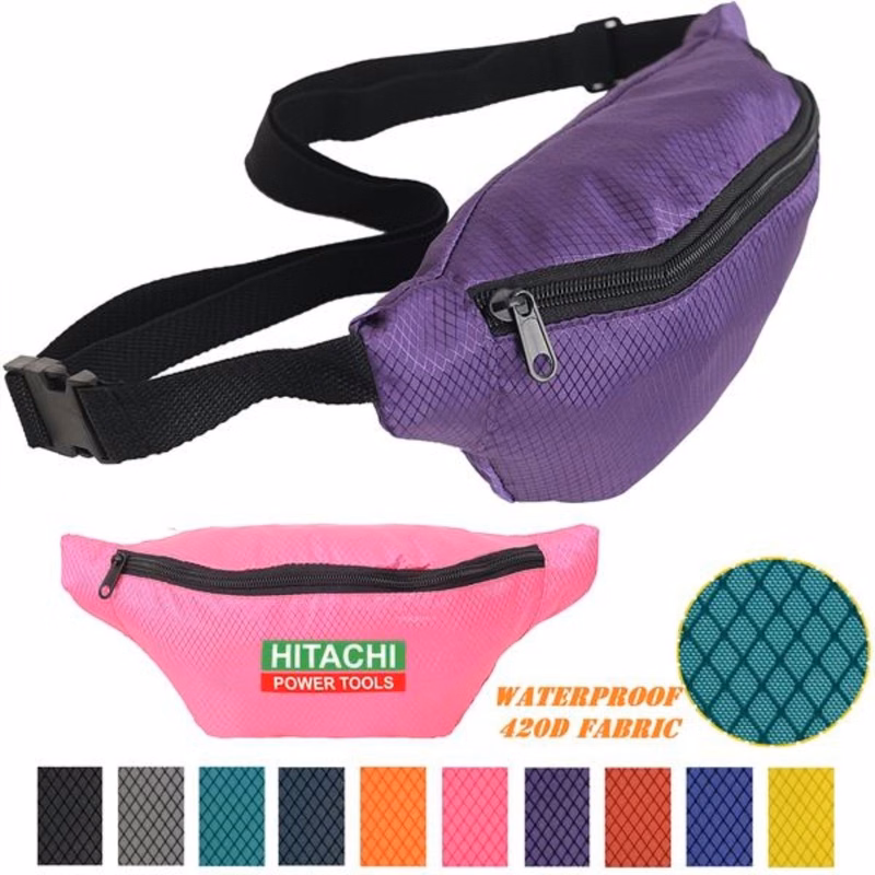 Waterproof Ribstop Waist Fanny Packs w/ 1 Zipper, 13"W x 6"H