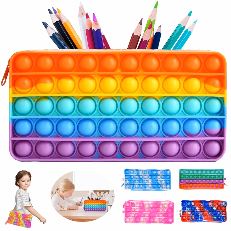 Pencil Case Sensory Silicone Bubble Toy Stationery