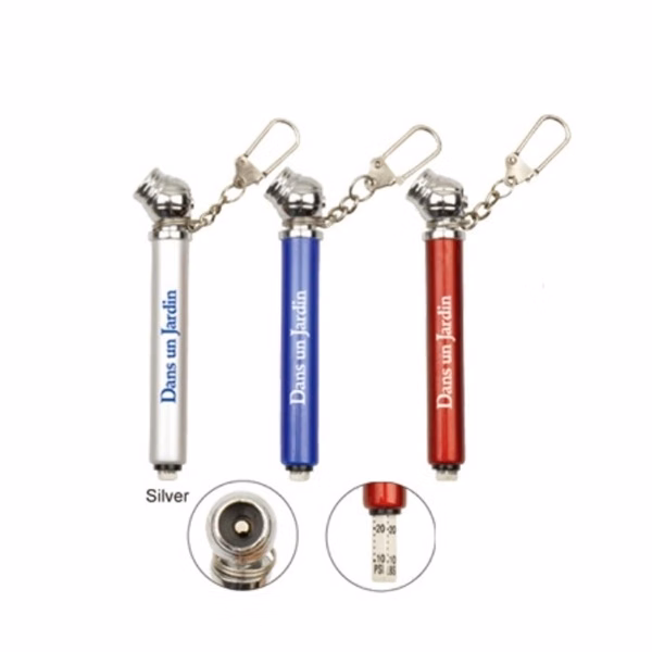 Custom ABS Plastic Tire Pressure Gauge Keychain 3.375 inch — Auto Safety Promo