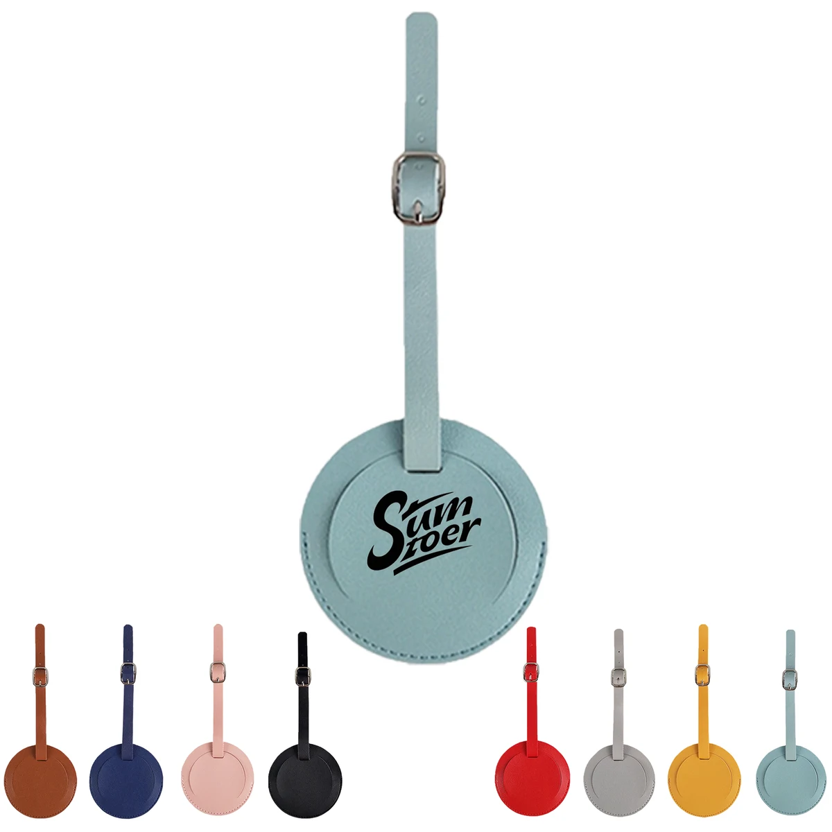 Leather Luggage Tag Round Shape 1