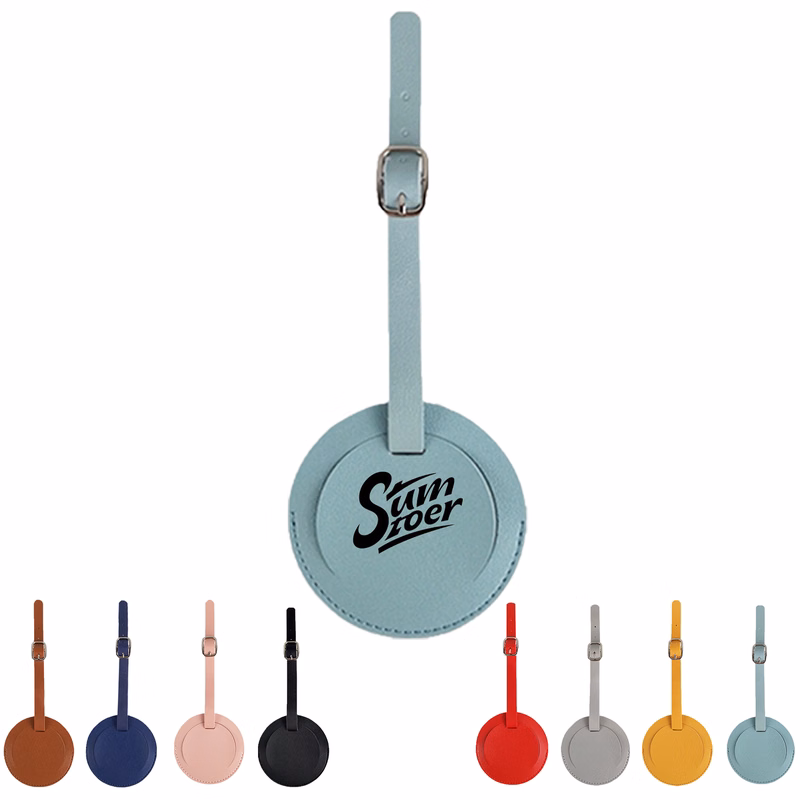 Leather Luggage Tag Round Shape
