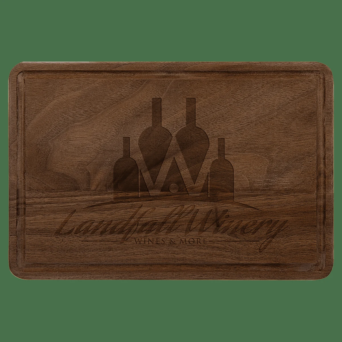 9" x 6" Multi Brown Walnut Cutting Board with Drip Ring 1