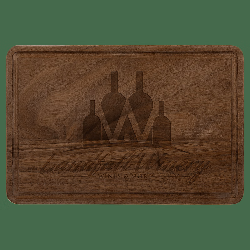 9" x 6" Multi Brown Walnut Cutting Board with Drip Ring