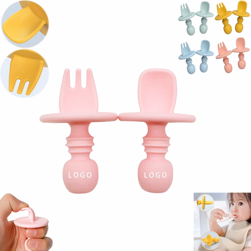 Silicone Baby Led Weaning Spoon Fork Self Feeding