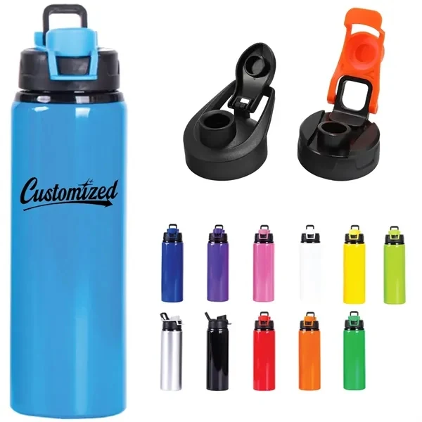 Custom 17 oz Aluminum Sports Water Bottle with Flip Top — Fitness Wellness Gift, custom water bottle with logo imprint 1