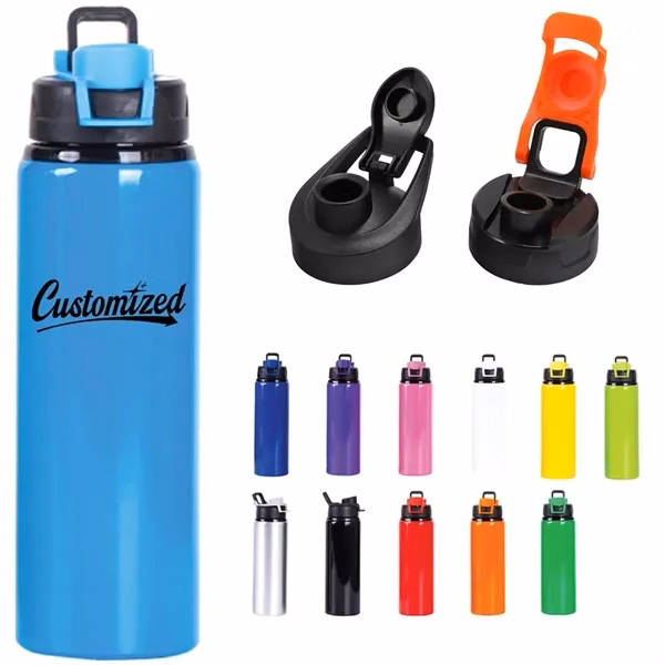 Custom 17 oz Aluminum Sports Water Bottle with Flip Top — Fitness Wellness Gift