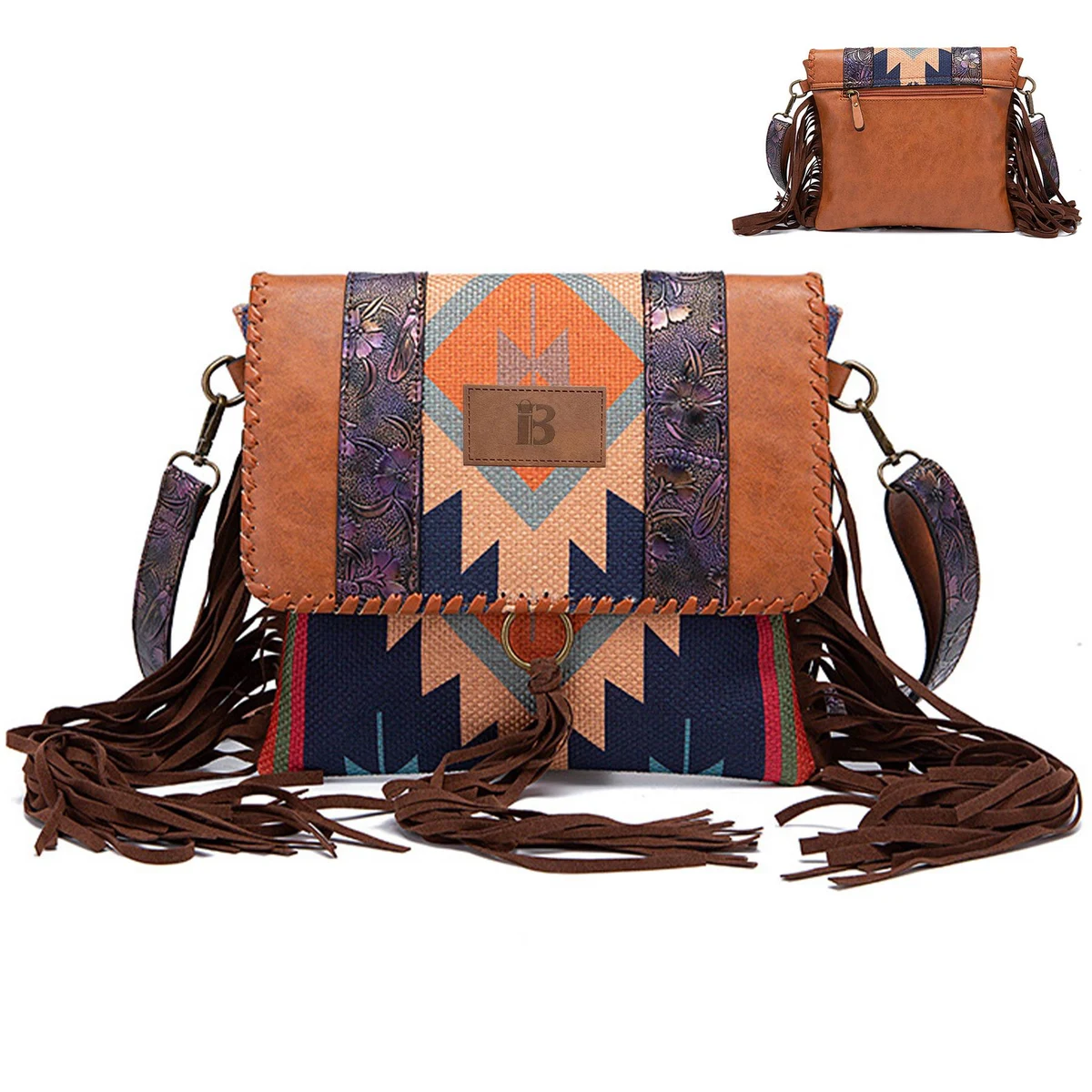 Cotton Colorful hand-woven and linen cross-body bag 1