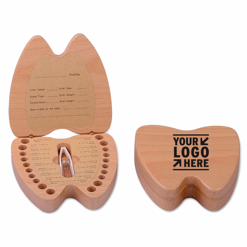 Baby Teeth Keepsake Wooden Box Tooth Shaped Box