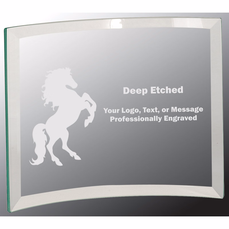 8" x 6" x 1/4" Jade Beveled Glass Crescent Award