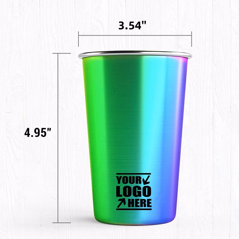 Rainbow Stainless Steel 16 oz Stackable Durable Cups