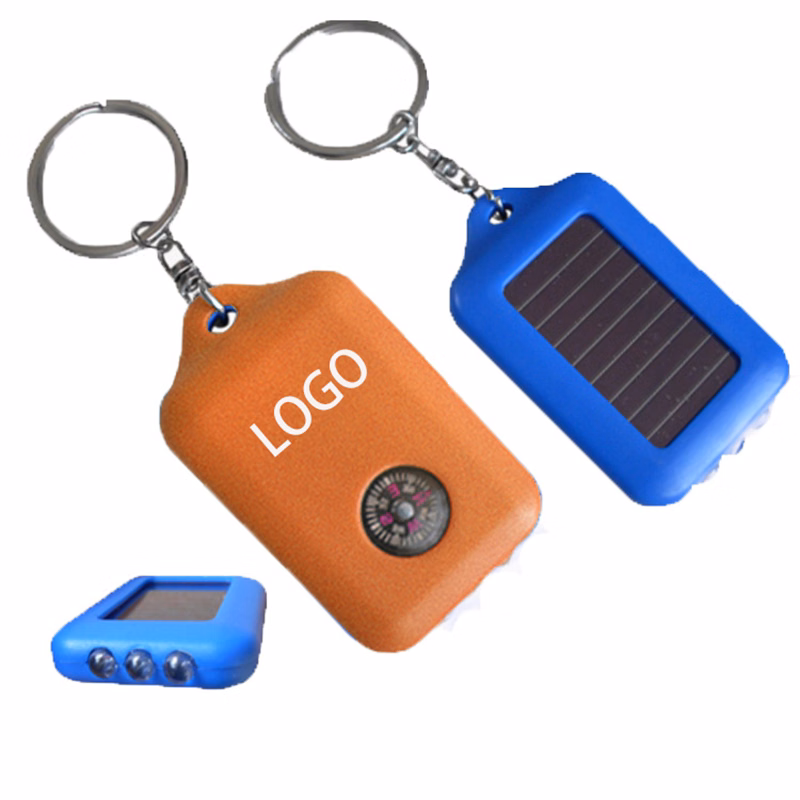 LED Keychain Solar Flashlight w/Compass