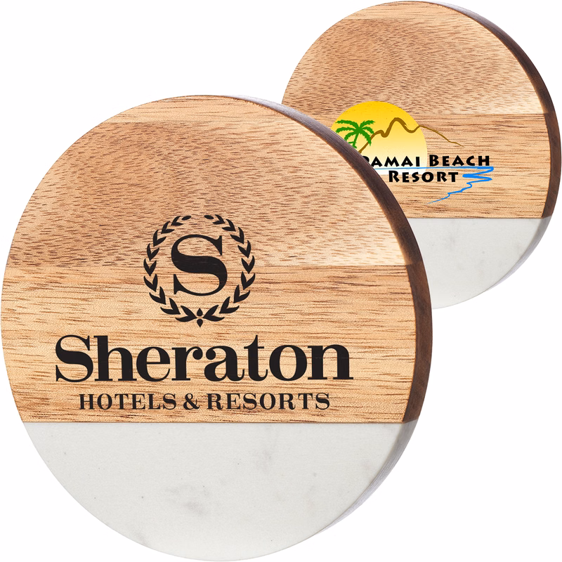 Bottle-opening Wooden and Marble Coasters