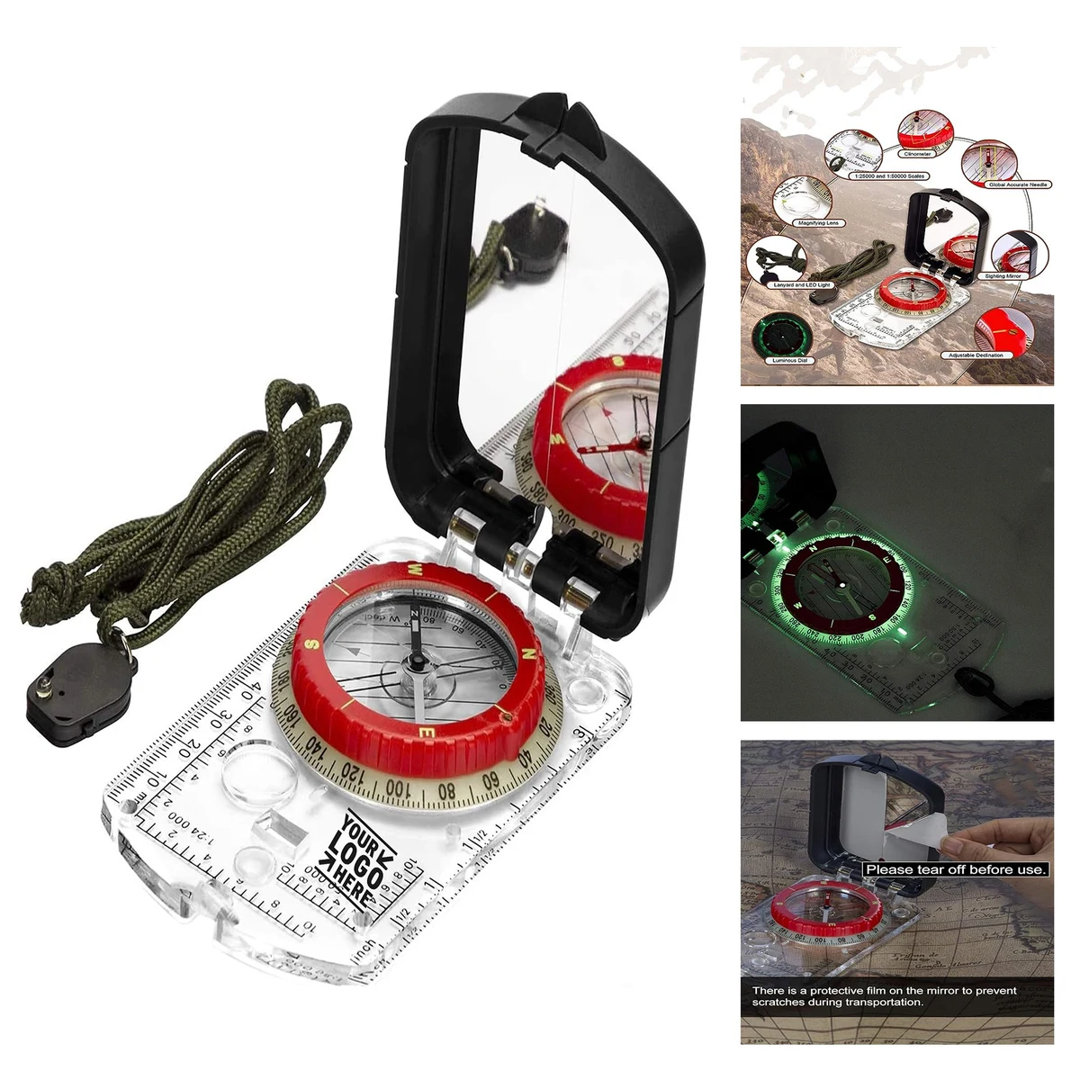 Navigating SAR Training Adjustable Declination Orienteering Map Compass Sighting Mirror Compass 1
