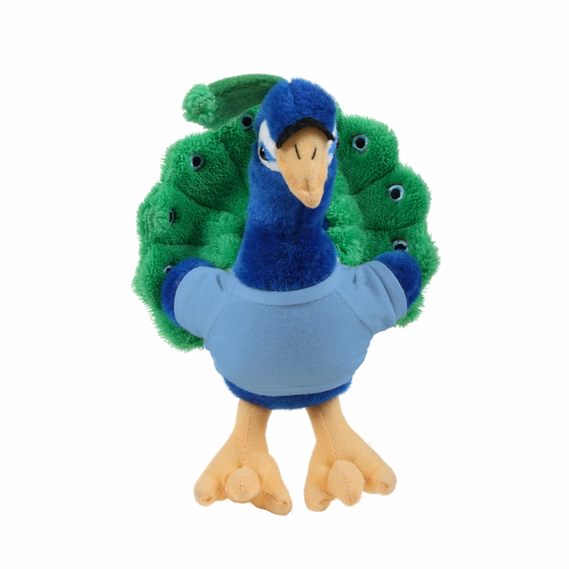 Soft Plush Sitting Peacock wearing a T-Shirt
