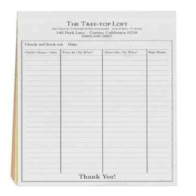 8 1/2" x 11" Two sides, three sheet, Custom Printed NCR Forms 1