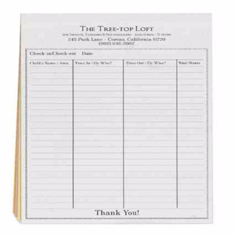 8 1/2" x 11" Two sides, three sheet, Custom Printed NCR Forms