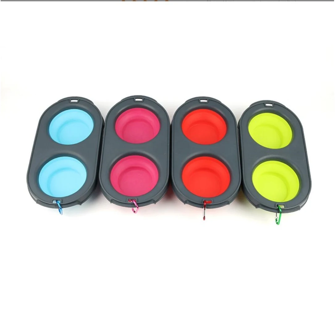 Pet Double Bowl Foldable Travel Feeder 1