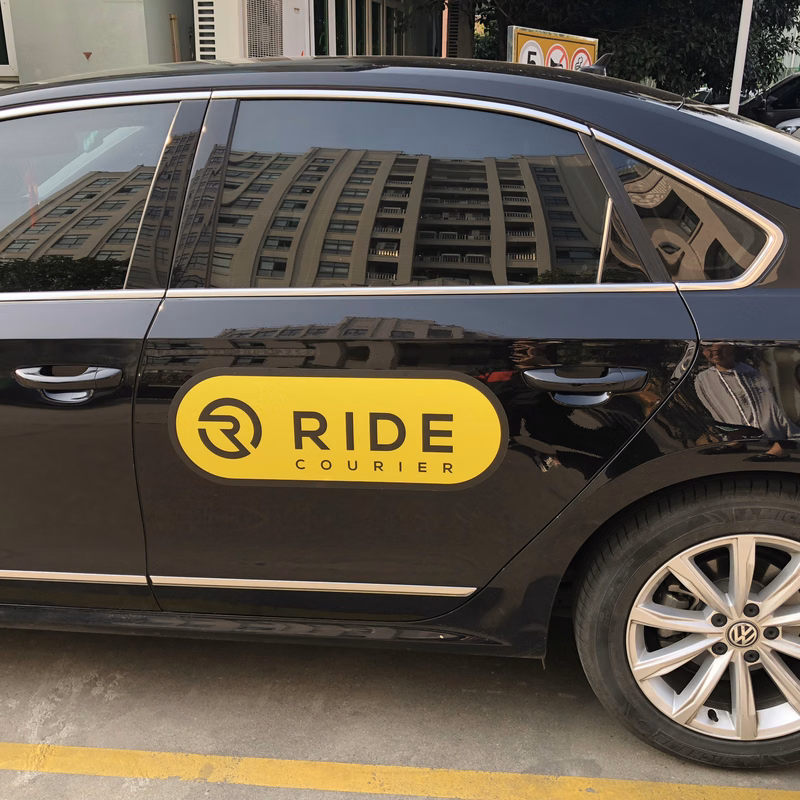 RideCourier Yellow Oval Car Door Magnet