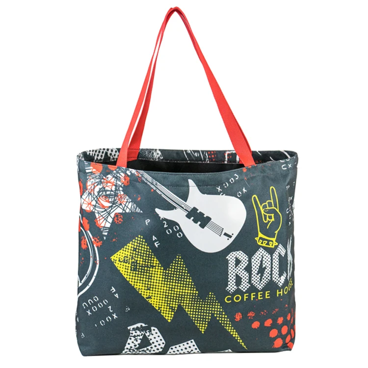 Large Wide Bottom Inside Color Lining Tote (15.5"H x 22"W x 6"D), custom tote bag with logo imprint 1