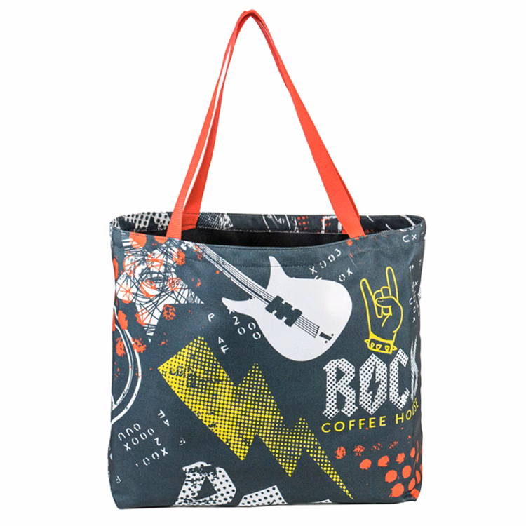 Large Wide Bottom Inside Color Lining Tote (15.5"H x 22"W x 6"D)