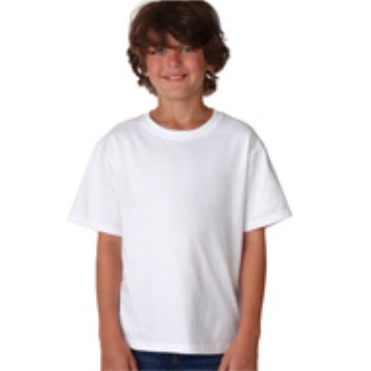 Screen Printed 3930B 100% Cotton White & Natural Youth T-shirts 1