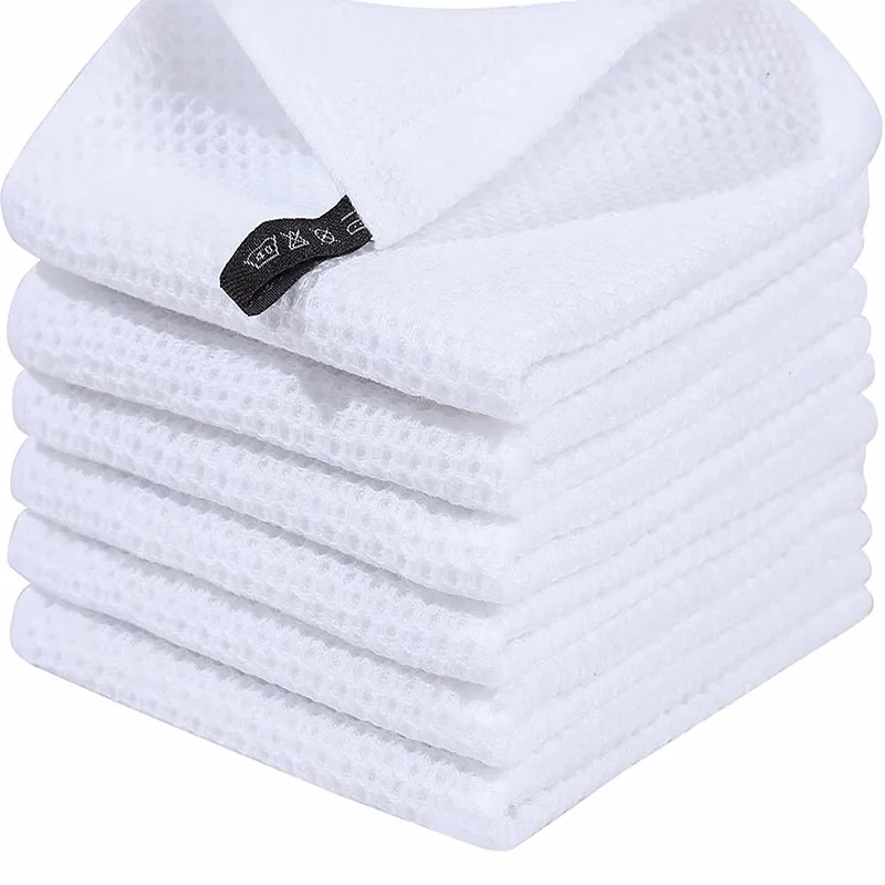MOQ50 Reusable Cotton Waffle Weave Kitchen Dish Cloths