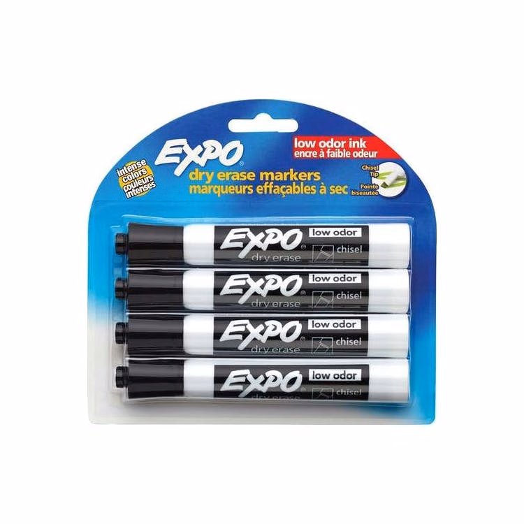 Dry Erase Markers - Black 4 Pack