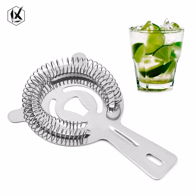 Stainless Steel Dual-Ear Cocktail Strainer with Ice Filter