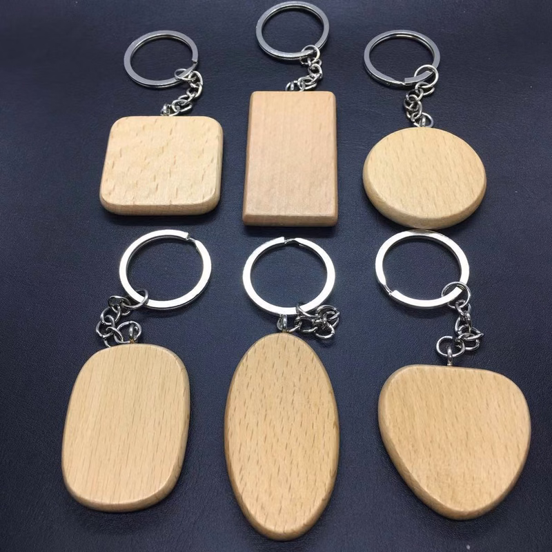 Wood Euro Key Ring