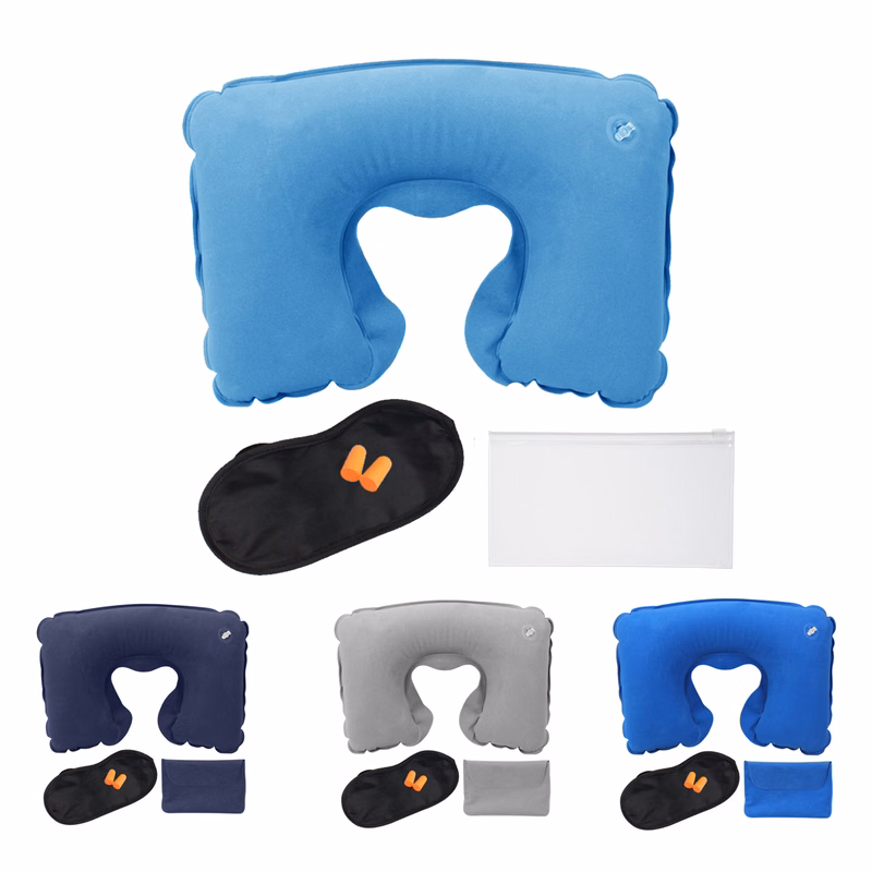 Travel Set Inflatable Neck Pillow Eye Mask Ear Plugs