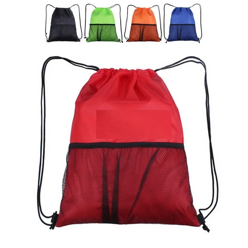 Drawstring Backpack with Mesh Pocket 1