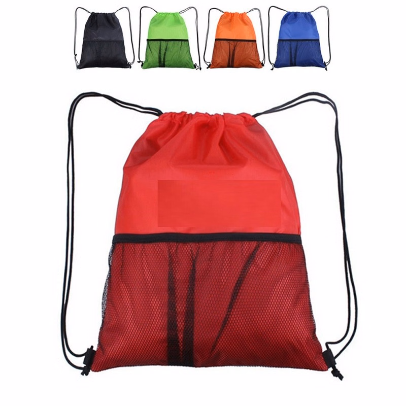 Drawstring Backpack with Mesh Pocket