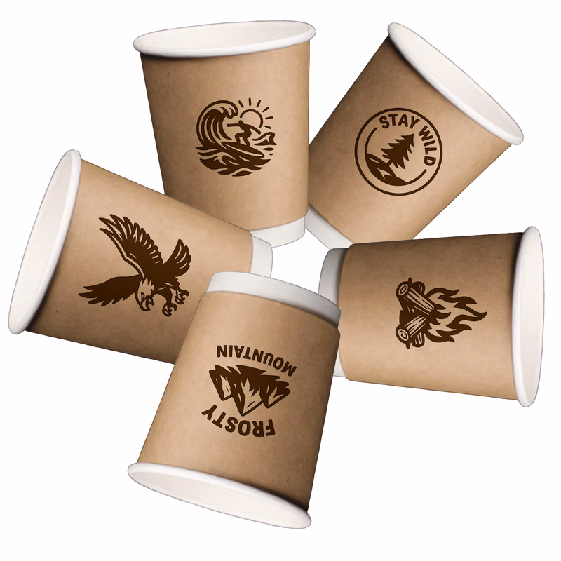 Thicked Disposable Kraft Paper Cups 8oz