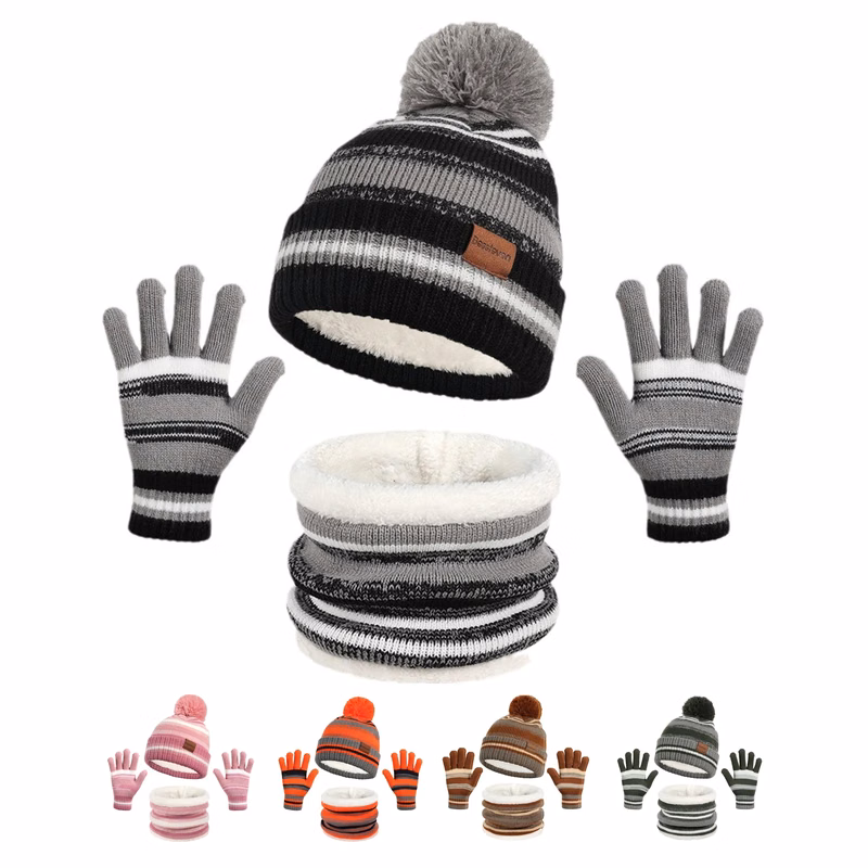 Kids Winter Hat Gloves Scarf Set